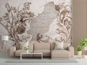 Gario Fototapeta Floristická freska na starej stene Materiál: Vliesová, Rozmery: 150 x 105 cm