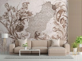 Gario Fototapeta Floristická freska na starej stene Materiál: Vliesová, Rozmery: 200 x 140 cm