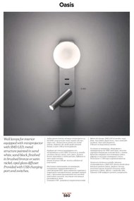 Redo 01-2994 - LED nástenné svietidlo OASIS LED/3W/230V+1xG9/10W USB CRI 90 čierna