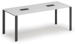 Stôl PRIMO INFINITY 2000 x 900 x 750, biela + 2x stolná zásuvka TYP II, čierna
