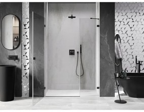 Mexen Lunar-B, ľavé výklopné sprchové dvere 135 cm, číre sklo, čierny profil, 832S-135-050-70-00-L