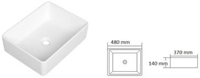 Gamma Juga, umývadlo na dosku 480x370x140 mm, biela lesklá, GMA-UC-JUGA