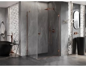 Mexen Lunar-B, výklopný sprchový kút pravý 100 x 80 cm, 8mm číre sklo, profil ružové zlato, 832-100-080-60-00-P