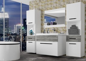 Kúpeľňový nábytok Belini  biely mat / šedý antracit Glamour Wood + umývadlo + zrkadlo  ROD M 6/0/W/WGW1/0/ZW
