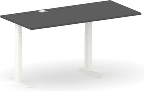 Výškovo nastaviteľný stôl FUTURE, 170x80 cm, 2 motory, biela podnož, grafit