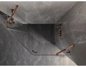 Mexen Lunar, pravý výklopný päťuholníkový sprchový kút 100 x 80 cm, 8mm číre sklo, profil ružové zlato, 831-100P-080L-60-00-P
