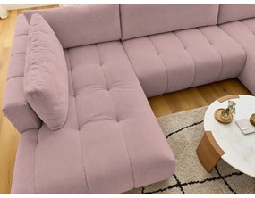 Ružová rozkladacia/s úložným priestorom rohová pohovka (ľavý roh/do tvaru "U") Fuji – Bobochic Paris