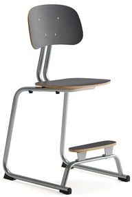 Školská stolička YNGVE, podnož s klzákmi, strieborná, antracit, V 520 mm