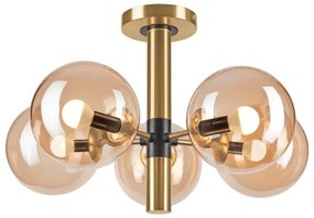 Luster na tyči ROLLO 5xE14/5W/230V zlatá/dymová béžová