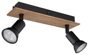 Globo 57998-2W - Bodové svietidlo DREW 2xGU10/35W/230V drevo/čierna