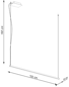 Závesné LED svietidlo Strang 120, 1x LED 76w, 3000k, b