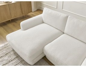 Biela rohová pohovka z textílie buklé (ľavý roh/s leňoškou) Leonore – Bobochic Paris