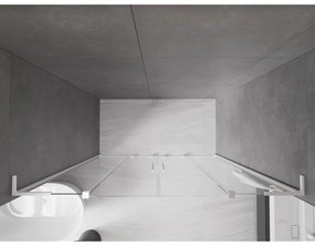 Mexen Velar L Duo, posuvné sprchové dvere do otvoru 170 cm, 8mm číre sklo, biela matná, 871-170-003-02-20