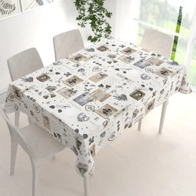 Biante Dekoračný obdĺžnikový obrus Porto PRT-014 Hnedo-sivé srdiečka na krémovom 100x160 cm