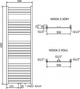 Mexen Uran, vykurovacie teleso 1800x600 mm, 729 W, zlatá lesklá, W105-1800-600-00-50
