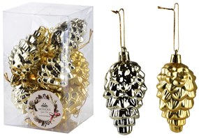 Vánoční sada 8 ks závěsných šišek SANTA LILA 8 cm zlatá