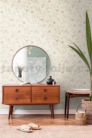 Vliesové tapety na stenu Maison Charme 93770-1, rozměr 10,05 m x 0,53 m, štylizované kvety farebné na krémovom podklade, A.S. CRÉATION