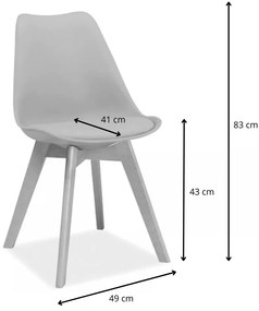 Jídelní židle Kris z masivu buk/eko kůže světle šedá