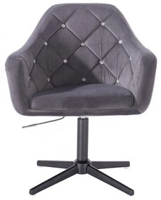 LuxuryForm DESIGN Kreslo ROMA VELUR na čiernom kríži - tmavo šedé