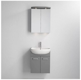 Kúpeľňová skrinka s umývadlom Vang + LED zrkadlová skrinka 230V IP44 sivá