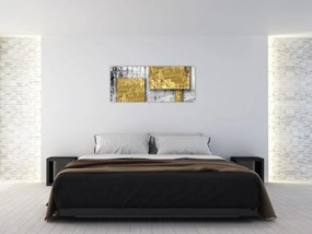 Obraz - Zlaté štvorce N⁰3 (120x50 cm)