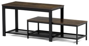 Autronic - Botník 2 police, MDF dekor staré dřevo, kov - černý matný lak - ABO-W2124 OLW AKCE