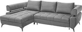 Rohová sedacia súprava Paris, stredne šedá látka, ľavý roh