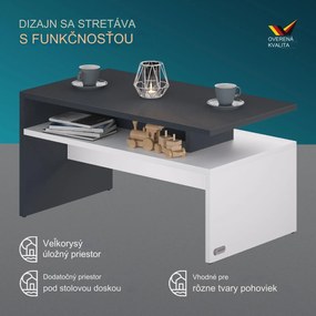InternetovaZahrada Konferenčný stolík Sacramento 92x50x47cm - biely/antracit