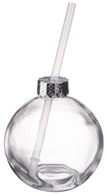 SANTA'S BUBBLE Sklenená guľa so slamkou - číra