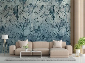 Gario Fototapeta Vtáky a motýle na stene Materiál: Vliesová, Rozmery: 150 x 105 cm