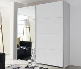Šatníková skriňa Quadra, 181 cm, biela/zrkadlo