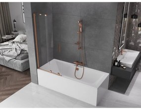 Mexen Velar, 2-krídlová posuvná vaňová zástena 85 x 150 cm, 8mm číre sklo, medená matná, 896-085-000-01-65