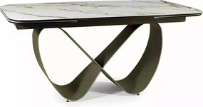 Jedálenský rozkladací stôl Infinity 160/240 cm keramika biely mramor/medený