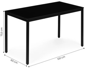 Jedálenský kuchynský stôl pre 4-5 osôb počítačový stôl 120x60 cm čierny ModernHome