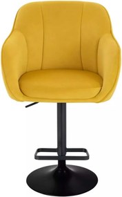 LuxuryForm DESIGN Barová stolička AVOLA VELUR na čiernom tanieri - žltá