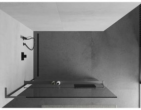 Mexen Kioto+ L, sprchová zástena Walk-In s poličkou a vešiakom 65 x 200 cm, 8mm číre sklo, grafitový profil, 800-065-123-95-00