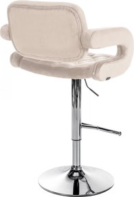 Barová stolička Dublin - zamat, chróm rám - Krémová