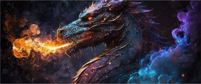 Obraz - Drak pľuvajúce plamene (120x50 cm)