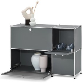 Odkladacia skrinka »CN3« so 4 výklopnými dvierkami, sivá