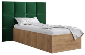 Jednolôžková posteľ s čalúneným čelom 90 cm Brittany 4 (dub craft zlatý + zelená) (s roštom). Vlastná spoľahlivá doprava až k Vám domov. 1046028