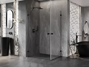 Mexen Lunar-B Duo výklopný sprchový kút 90 x 75 cm, číre sklo, čierna matná, 832-090L-075P-70-00