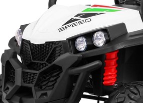 Ramiz Terénna bugina Strong pre deti biela + pohon 4x4 + diaľkové ovládanie + nosič batožiny + rádio MP3 + LED