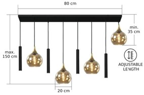 Luster na lanku CALYPSO 4xGU10/60W/230V + 4xE27/60W čierna/zlatá
