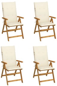 Záhradné sklápacie stoličky 4 ks s podložkami akáciový masív