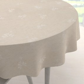 Biante Teflónový okrúhly obrus TF-076 Kvetinový ornament na režnom Ø 50 cm
