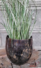 Dymovo-strieborný antik keramický kvetináč Smokey - Ø 18*18cm