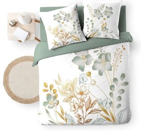 Biele/zelené bavlnené obliečky na dvojlôžko/predĺžené 240x220 cm Lolita – douceur d'intérieur
