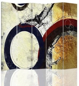 Ozdobný paraván Abstraktní barevný kruh - 180x170 cm, päťdielny, obojstranný paraván 360°