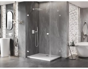 Mexen Lunar-B, výklopný sprchový kút ľavý 90 x 80 cm, 8mm číre sklo, biely profil, 832-090-080-20-00-L