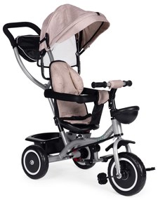 ECOTOYS Trojkolka 2v1 s otočným sedadlom + sklopná strieška - béžová